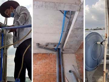 Lắp đặt đường ống nước, thiết bị vệ sinh